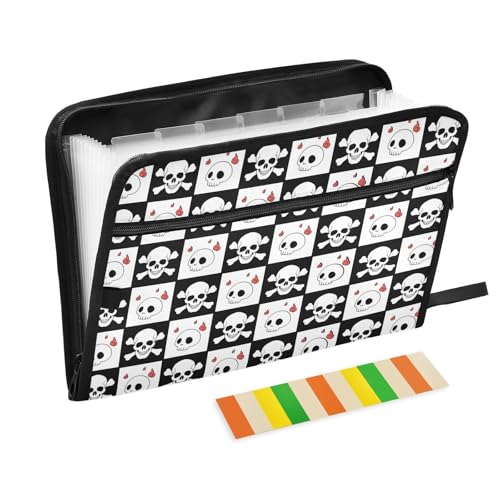 LI ZHI XIN A4 Dokumentenmappe Mit 13 Tasche Dokument Organizer Klassifizierungsordner Wasserfeste Seitlich ReißVerschluss Ordner FäChermappe Skelettmuster von LI ZHI XIN