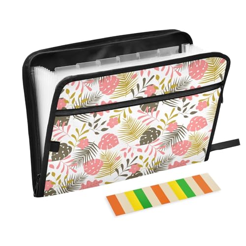 LI ZHI XIN A4 Dokumentenmappe Mit 13 Tasche Dokument Organizer Klassifizierungsordner Wasserfeste Seitlich ReißVerschluss Ordner FäChermappe Tropische Pflanzen Baum von LI ZHI XIN