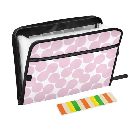 LI ZHI XIN A4 Dokumentenmappe Mit 13 Tasche Dokument Organizer Klassifizierungsordner Wasserfeste Seitlich ReißVerschluss Ordner FäChermappe Vintage-Polka-Dot von LI ZHI XIN