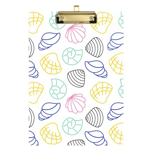 LI ZHI XIN A4 Standard Klemmbretter,Acryl Clipboard,9 X 12.5 Zoll,Mit Einziehbaren Haken,FüR Schule,BüRo,Krankenschwestern Muschelmotiv von LI ZHI XIN