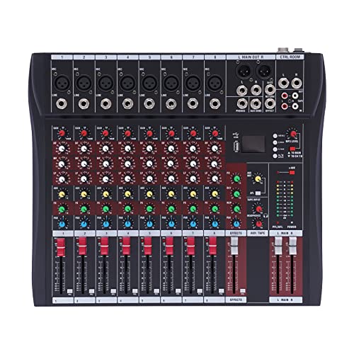 Audio Mixer, 8-Kanal Audio-Mischpult, USB und Bluetooth Verbindungs, Professionele Soundboard-Konsolensystem mit LCD-Anzeige, DJ mischpult DJ-Mixer Digital Audiomixer von LIAIZE