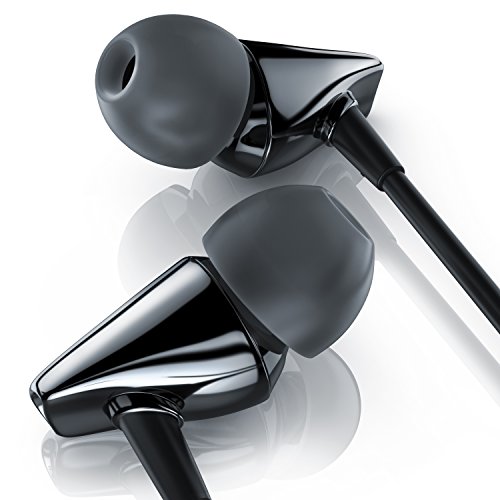 LIAM & DAAN - In Ear Kopfhörer mit Kabel - 3,5 mm Klinke-Anschluss - 1,2 m Kabel - 10 Paar Silikonaufsätze - Metro Keramik High End Earphones - Kopfhörer In Ear - LD Black Design von LIAM & DAAN