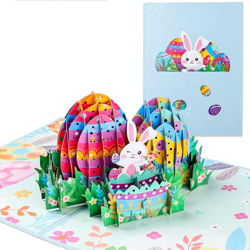 LIAMERHE 3D Osterkarten Pop Up Grußkarten Frohe Ostern Grußkarten Ostern Glückwunschkarten mit Umschlag Osterhase Osterei für Familie, Kollegen, Freunde, Kinder, Geliebte, Eltern (Osterkarten-2) von LIAMERHE