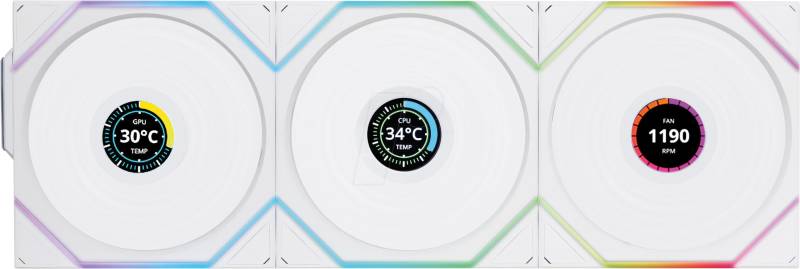 LIAN TLLCD1W3W - Lian Li Wireless LCD Lüfter, 3er-Pack inkl. Contr. 120 mm, weiß von LIAN LI