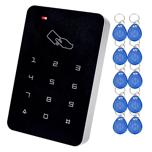 LIBO 125KHz RFID-Tastatur-Zugangskontrollsystem Digitale Tastatur, Einzelner Türgebrauch, Unterstützen Sie 1000 Benutzer, Einschließlich 10 Stück TK4100 EM ID Keyfobs von LIBO Smart Home