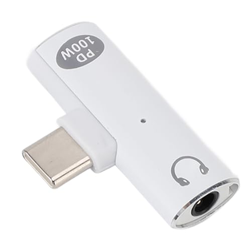 LICAEVEY USB C Bis 3,5 Mm Audio -Kopfhörer -Jackadapter, USB C Femal 100W Fast Ladedongle -Adapter für PD (White) von LICAEVEY