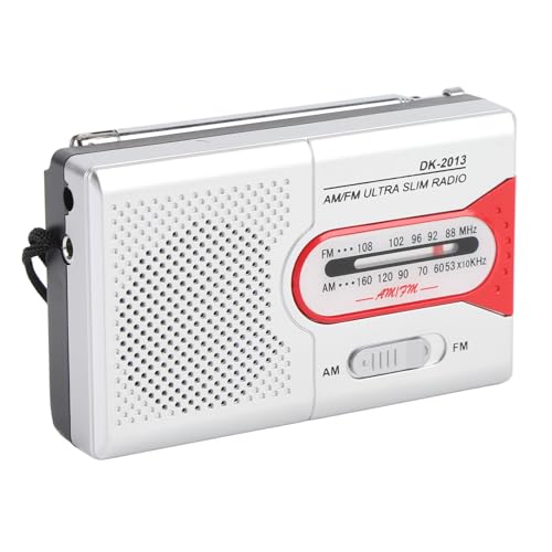 Tragbares AM/FM -Radio mit Langstreckenempfang, Batteriebetriebenem Notfallradio mit Lautsprecher, Kopfhörer -Jack & Taschengröße Design für Innen-, Außen- und Notfallgebrauch (Silberrot) von LICAEVEY