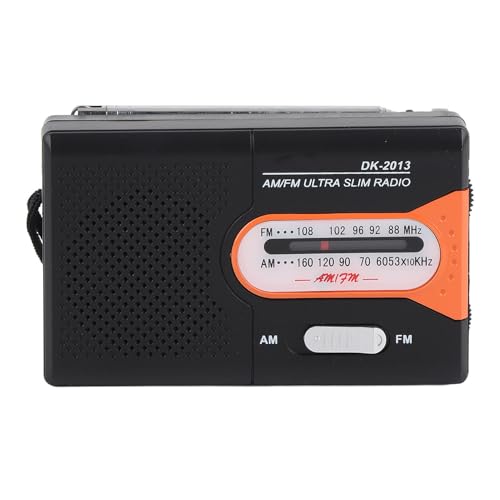 Tragbares AM/FM -Radio mit Langstreckenempfang, Batteriebetriebenem Notfallradio mit Lautsprecher, Kopfhörer -Jack & Taschengröße Design für Innen-, Außen- und Notfallgebrauch (schwarzorange) von LICAEVEY
