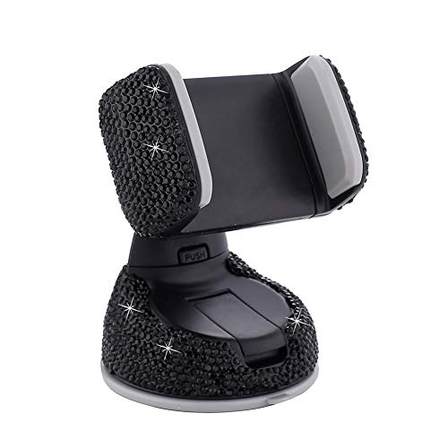 Auto Zubehör Innenraum für Frauen, Bling Strass Handyhalter Auto Handyhalterung LüFtung GPS Stand, 60 Grad Einstellbare, Universal Autohalter Armaturenbrett Air Outlet Handyhalterung Cradle, Schwarz von LICHENGTAI