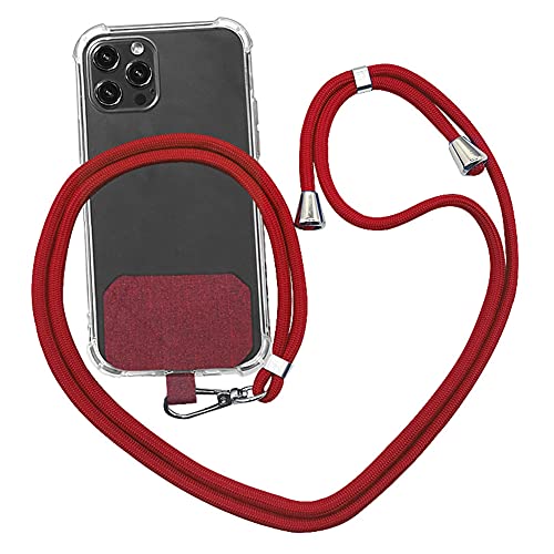 LICHENGTAI Universal Crossbody Nylon Patch Phone Lanyards Handy Strap Lanyard, Verstellbares Nylon Umhängeband Und Patch Universal Handy Umhängeband Für Die Meisten Smartphones, Rot von LICHENGTAI