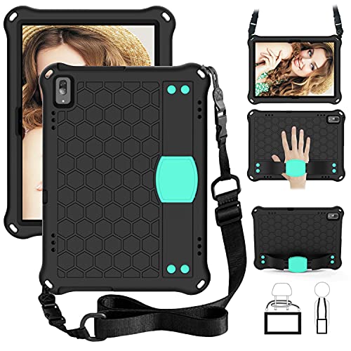 LICHONGGUI for Lenovo Tab 4 10 Plus TB-X704F/N/L/V Honeycomb Design Eva + PC Material Four Corner Anti Falling Flat Protective Shell with Strap(Black+Black) von LICHONGGUI