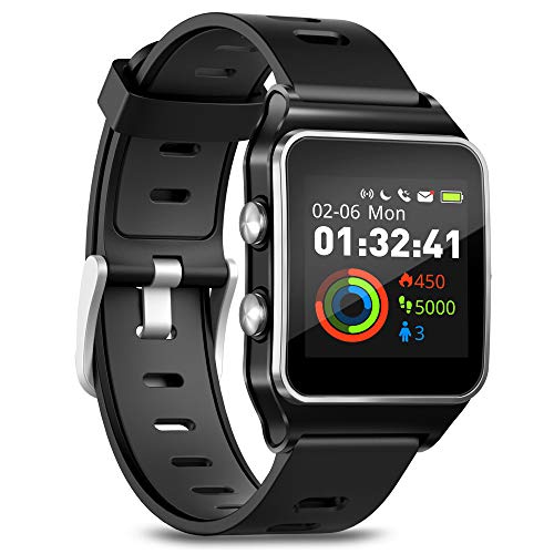 LIDOFIGO Smartwatch Fitness Uhr mit IP68 Wasserdicht GPS, 17 Sportmodi Schlafmonitor Schrittzähler Voller Touchscreen Smartwatch für Herren Damen Android iOS von LIDOFIGO