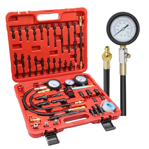 Kompressionstester - Benzin & Diesel Motor Kompressionsprüfer, 46PCS Comprehensive Kompressions und Leckage Test Kit mit Dual Gauge Engine für HDi, TDCi, Pumpe Duse Engine Kompressionstester - Benzin & Diesel Motor Kompressionsprüfer, 46PCS Comprehensive Kompressions und Leckage Test Kit mit Dual Gauge Engine für HDi, TDCi, Pumpe Duse Engine von LIDOUYA