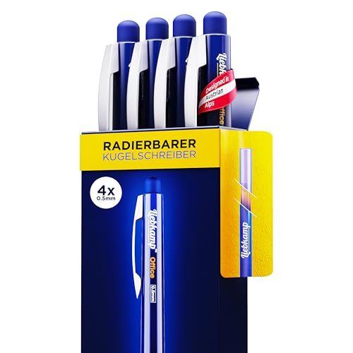 LIEBKAMP Office [4 Stk] radierbarer Kugelschreiber inkl. 0,5mm Mine | kratzt & schmiert nicht | Tintenroller radierbar | Radierstift | erasable pen von LIEBKAMP