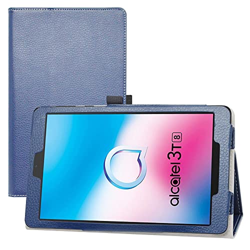 LIFANG Alcatel 3T8 9032T Hülle,Schutzhülle mit Hochwertiges PU Leder Tasche Case für 8" Alcatel 3T8 9032T 9032X / Alcatel 3T 8 Inch 4G Tablet,Blau von LIFANG
