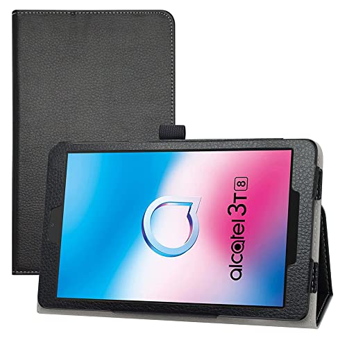 LIFANG Alcatel 3T8 9032T Hülle,Schutzhülle mit Hochwertiges PU Leder Tasche Case für 8" Alcatel 3T8 9032T 9032X / Alcatel 3T 8 Inch 4G Tablet,Schwarz von LIFANG