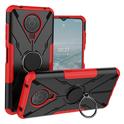 LIFANG Kompatibel mit Nokia G10 Hülle,360 Rotation Verstellbarer Ring Grip Stand,Ultra Slim Fit TPU Schutzhülle für Nokia G10 / G20 Smartphone,Rot von LIFANG