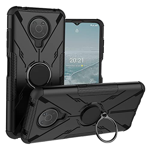 LIFANG Kompatibel mit Nokia G10 Hülle,360 Rotation Verstellbarer Ring Grip Stand,Ultra Slim Fit TPU Schutzhülle für Nokia G10 / G20 Smartphone,Schwarz von LIFANG