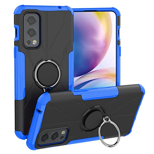 LIFANG Kompatibel mit OnePlus Nord 2 5G Hülle,360 Rotation Verstellbarer Ring Grip Stand,Ultra Slim Fit TPU Schutzhülle für OnePlus Nord 2 5G Smartphone,Deep Blue von LIFANG