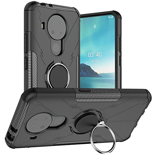 LIFANG Nokia 5.4 Hülle,360 Rotation Verstellbarer Ring Grip Stand,Ultra Slim Fit TPU Schutzhülle für Nokia 5.4 / Nokia 3.4 Smartphone,Schwarz von LIFANG