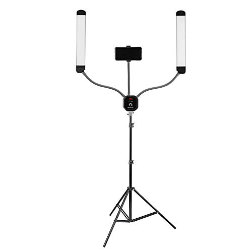 Doppel-Arm Bi-Color LED-Studioleuchte LF-Y500 mit Smartphone Halterung u. Stativ für Selfie, Video-Podcast von LIFE of PHOTO