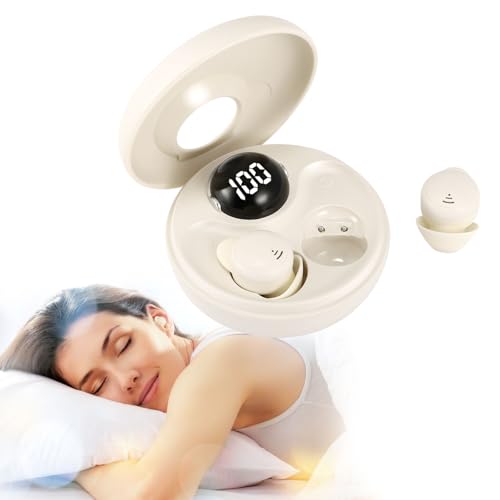 LIFEJXWEN Bluetooth Schlafkopfhörer, Flüssigsilikon Schlafkopfhörer, Geräuschunterdrückende Mini-In-Ear-Kopfhörer, geeignet für Seitenschläfer und Menschen mit Schlafstörungen (Beige) von LIFEJXWEN