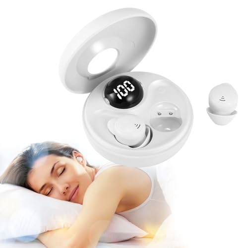 LIFEJXWEN Bluetooth Schlafkopfhörer, Flüssigsilikon Schlafkopfhörer, Geräuschunterdrückende Mini-In-Ear-Kopfhörer, geeignet für Seitenschläfer und Menschen mit Schlafstörungen (Weiß) von LIFEJXWEN