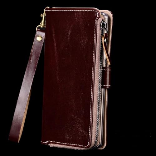 LIFEKA Brieftaschen-Handyhülle für Samsung Galaxy S23 S22 Ultra S20 S21 FE S9 S10 Plus A54 A53 5G A52 A71 A51 Note 20 10 Reißverschluss-Handytasche, braun, für A71 4G, A715 (ALLE) von LIFEKA