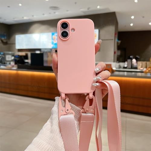 LIFEKA Breite Halskette Lanyard Handyhülle für iPhone 15 16 Pro Max 14 13 12 11 Silikon-Schultergurtabdeckung, Pink, für iPhone 11 von LIFEKA