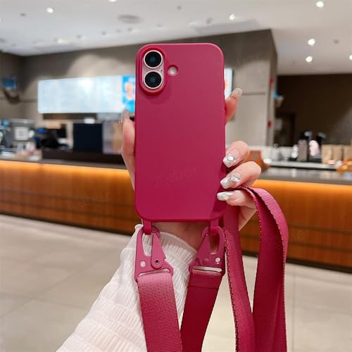 LIFEKA Breite Handyhülle mit Halskette und Lanyard für iPhone 15 16 Pro Max 14 13 12 11 Silikon-Schultergurthülle, Weinrot, für iPhone 13 LIFEKA Breite Handyhülle mit Halskette und Lanyard für iPhone 15 16 Pro Max 14 13 12 11 Silikon-Schultergurthülle, Weinrot, für iPhone 13 von LIFEKA