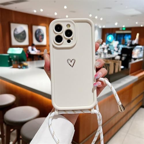LIFEKA Crossbody-Halskette, Schultergurt, Liebesherz, Silikon-Handyhülle für iPhone 16 15 14 13 12 11 Pro Max 7 8 Plus XX XR XS Hülle, Weiß, Für iPhone 7,8 Plus von LIFEKA