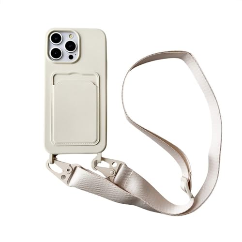 LIFEKA Crossbody Lanyard Halskette Seil Brieftasche Silikonhülle für iPhone 16 15 Plus 14 13 12 11 Pro Max Slot Kartenhalter Einfache Rückseite, Weiß, Für iPhone 13ProMax von LIFEKA