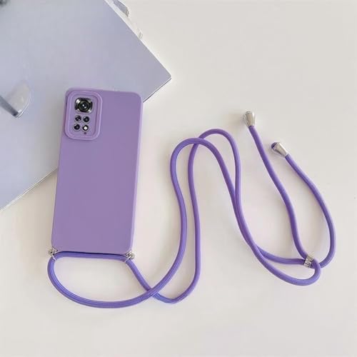 LIFEKA Crossbody-Lanyard-Hülle für Xiaomi für Redmi Note 10 9 8 7 11 Pro 4G 11Pro 5G Kordel-Silikonhülle für Note11 Note10 S 11S 10Pro 5G, GS Grass Purple, für Redmi Note 8 Pro von LIFEKA