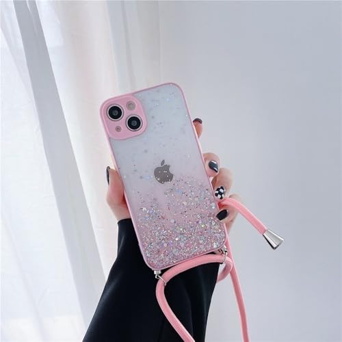 LIFEKA Glitzernde Pailletten Farbverlauf Klare Halskette Band Lanyard Handyhülle für iPhone 16 15 13 14 Pro Max 12 11 XR XS 7 8 Plus Soft Cover, Pink, Für iPhone 15 LIFEKA Glitzernde Pailletten Farbverlauf Klare Halskette Band Lanyard Handyhülle für iPhone 16 15 13 14 Pro Max 12 11 XR XS 7 8 Plus Soft Cover, Pink, Für iPhone 15 von LIFEKA