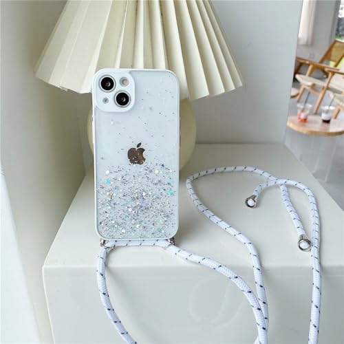 LIFEKA Glitzernde Pailletten Farbverlauf Klare Halskette Band Lanyard Handyhülle für iPhone 16 15 13 14 Pro Max 12 11 XR XS 7 8 Plus Soft Cover, Weiß Grau, Für iPhone 14 LIFEKA Glitzernde Pailletten Farbverlauf Klare Halskette Band Lanyard Handyhülle für iPhone 16 15 13 14 Pro Max 12 11 XR XS 7 8 Plus Soft Cover, Weiß Grau, Für iPhone 14 von LIFEKA