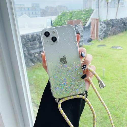 LIFEKA Glitzernde Pailletten Farbverlauf Klare Halskette Band Lanyard Handyhülle für iPhone 16 15 13 14 Pro Max 12 11 XR XS 7 8 Plus Soft Cover, gelb, für iPhone 13Pro Max LIFEKA Glitzernde Pailletten Farbverlauf Klare Halskette Band Lanyard Handyhülle für iPhone 16 15 13 14 Pro Max 12 11 XR XS 7 8 Plus Soft Cover, gelb, für iPhone 13Pro Max von LIFEKA