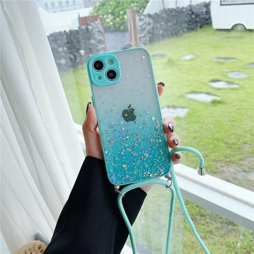 LIFEKA Glitzernde Pailletten Farbverlauf Klare Halskette Band Lanyard Handyhülle für iPhone 16 15 13 14 Pro Max 12 11 XR XS 7 8 Plus Soft Cover, grün, für iPhone 15Pro Max LIFEKA Glitzernde Pailletten Farbverlauf Klare Halskette Band Lanyard Handyhülle für iPhone 16 15 13 14 Pro Max 12 11 XR XS 7 8 Plus Soft Cover, grün, für iPhone 15Pro Max von LIFEKA