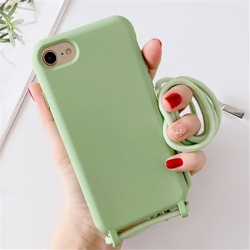 LIFEKA Halskette Lanyard Handyhülle für iPhone 14 13 11 Pro XR XS Max 7 8 Plus Flüssigsilikonhülle Kordel Crossbody mit Seil Soft Cover, 02, Für iPhone 14 von LIFEKA