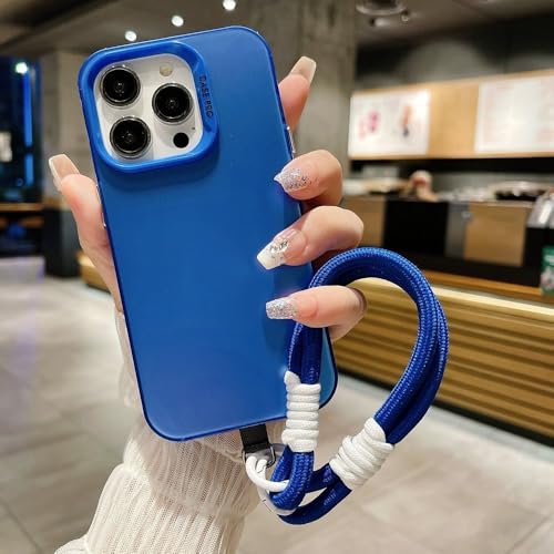 LIFEKA Lanyard-Armband Silikon Metallic Aurora Matte Hülle für iPhone 15 14 13 12 11 Pro Max X XS XR Weiche stoßfeste Hülle, Blau, Für iPhone X oder XS von LIFEKA