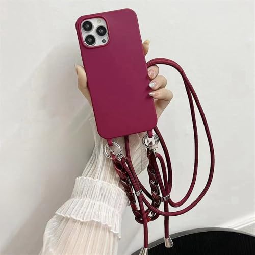 LIFEKA Lanyard Luxus Candy Color Chain Matte Silikon Soft Case für iPhone 15 14 Pro Max 13 12 11 Pro X XS XR 15Plus Cover, Burgund, für iPhone 15 LIFEKA Lanyard Luxus Candy Color Chain Matte Silikon Soft Case für iPhone 15 14 Pro Max 13 12 11 Pro X XS XR 15Plus Cover, Burgund, für iPhone 15 von LIFEKA