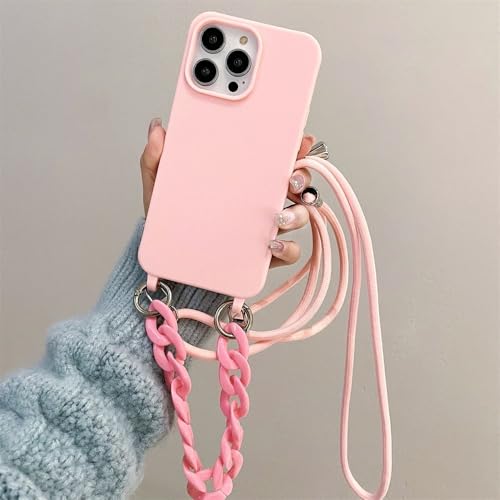 LIFEKA Lanyard Luxus Candy Color Chain Matte Silikon Soft Case für iPhone 15 14 Pro Max 13 12 11 Pro X XS XR 15Plus Cover, Hellrosa, Für iPhone 14Pro LIFEKA Lanyard Luxus Candy Color Chain Matte Silikon Soft Case für iPhone 15 14 Pro Max 13 12 11 Pro X XS XR 15Plus Cover, Hellrosa, Für iPhone 14Pro von LIFEKA