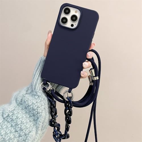 LIFEKA Lanyard Luxus Candy Color Chain Matte Silikon Soft Case für iPhone 15 14 Pro Max 13 12 11 Pro X XS XR 15Plus Cover, Marineblau, Für iPhone 12 LIFEKA Lanyard Luxus Candy Color Chain Matte Silikon Soft Case für iPhone 15 14 Pro Max 13 12 11 Pro X XS XR 15Plus Cover, Marineblau, Für iPhone 12 von LIFEKA