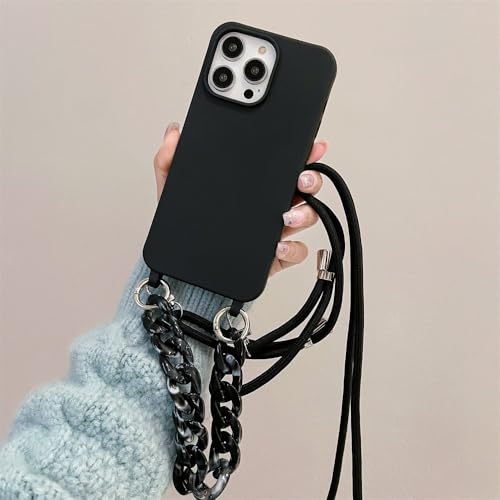 LIFEKA Lanyard Luxus Candy Color Chain Matte Silikon Soft Case für iPhone 15 14 Pro Max 13 12 11 Pro X XS XR 15Plus Cover, Schwarz, Für iPhone XSMAX LIFEKA Lanyard Luxus Candy Color Chain Matte Silikon Soft Case für iPhone 15 14 Pro Max 13 12 11 Pro X XS XR 15Plus Cover, Schwarz, Für iPhone XSMAX von LIFEKA