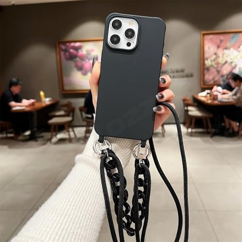 LIFEKA Lanyard Marmor Acryl Kette Handyhülle für iPhone 16 15 14 13 12 11 Pro Max Einfarbige Matte weiche Silikonhülle, Schwarz, Für iPhone 13ProMax LIFEKA Lanyard Marmor Acryl Kette Handyhülle für iPhone 16 15 14 13 12 11 Pro Max Einfarbige Matte weiche Silikonhülle, Schwarz, Für iPhone 13ProMax von LIFEKA
