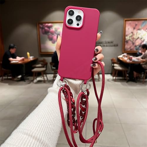 LIFEKA Lanyard Marmor Acryl Kette Handyhülle für iPhone 16 15 14 13 12 11 Pro Max Einfarbige Matte weiche Silikonhülle, Weinrot, Für iPhone 16ProMax LIFEKA Lanyard Marmor Acryl Kette Handyhülle für iPhone 16 15 14 13 12 11 Pro Max Einfarbige Matte weiche Silikonhülle, Weinrot, Für iPhone 16ProMax von LIFEKA