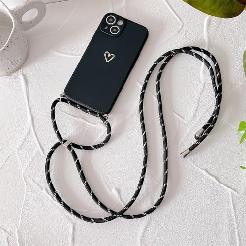LIFEKA Lanyard-Silikon-Handyhülle für iPhone 15 14 11 12 13 Pro Max Mini 8 7 6 Plus 10 X Xr Xs Max SE 2020 Love Heart Cover, ZBMSAX, Schwarz, für iPhone 14 Plus LIFEKA Lanyard-Silikon-Handyhülle für iPhone 15 14 11 12 13 Pro Max Mini 8 7 6 Plus 10 X Xr Xs Max SE 2020 Love Heart Cover, ZBMSAX, Schwarz, für iPhone 14 Plus von LIFEKA
