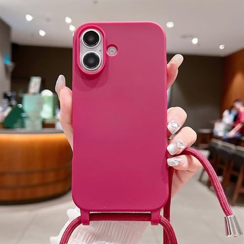 LIFEKA Lanyard-Silikon-Softphone-Hülle für iPhone 16 15 14 Plus 13 12 11 Mini Pro Max X XR Halskettenband verstellbare Abdeckung, Rosérot, für iPhone 11 Pro von LIFEKA