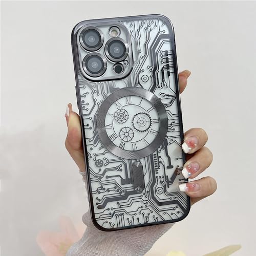LIFEKA Luxuriöse vergoldete, vergoldete, magnetische, kabellose Ladegerät-Telefonhülle für iPhone 14 13 12 11 Pro Max, vergoldete mechanische Uhrenabdeckung, Schwarz, für iPhone 13 Pro LIFEKA Luxuriöse vergoldete, vergoldete, magnetische, kabellose Ladegerät-Telefonhülle für iPhone 14 13 12 11 Pro Max, vergoldete mechanische Uhrenabdeckung, Schwarz, für iPhone 13 Pro von LIFEKA