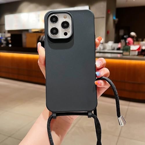 LIFEKA Matte Silikon-Telefonhülle für iPhone 13 12 Mini 16 15 14 11 Plus Pro Max Crossbody Lanyard Halskettengurt Candy Color Soft Cover, Schwarz, Für iPhone 16 Plus LIFEKA Matte Silikon-Telefonhülle für iPhone 13 12 Mini 16 15 14 11 Plus Pro Max Crossbody Lanyard Halskettengurt Candy Color Soft Cover, Schwarz, Für iPhone 16 Plus von LIFEKA