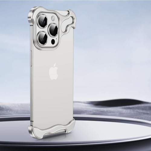 LIFEKA Randlose Telefonhülle aus Aluminiummetall für iPhone 12 13 14 15 Pro Max Plus Linsenschutzfolie Hohles Logo Kühlung Anti-Drop-Hülle, Silber, Für iPhone 13 pro LIFEKA Randlose Telefonhülle aus Aluminiummetall für iPhone 12 13 14 15 Pro Max Plus Linsenschutzfolie Hohles Logo Kühlung Anti-Drop-Hülle, Silber, Für iPhone 13 pro von LIFEKA